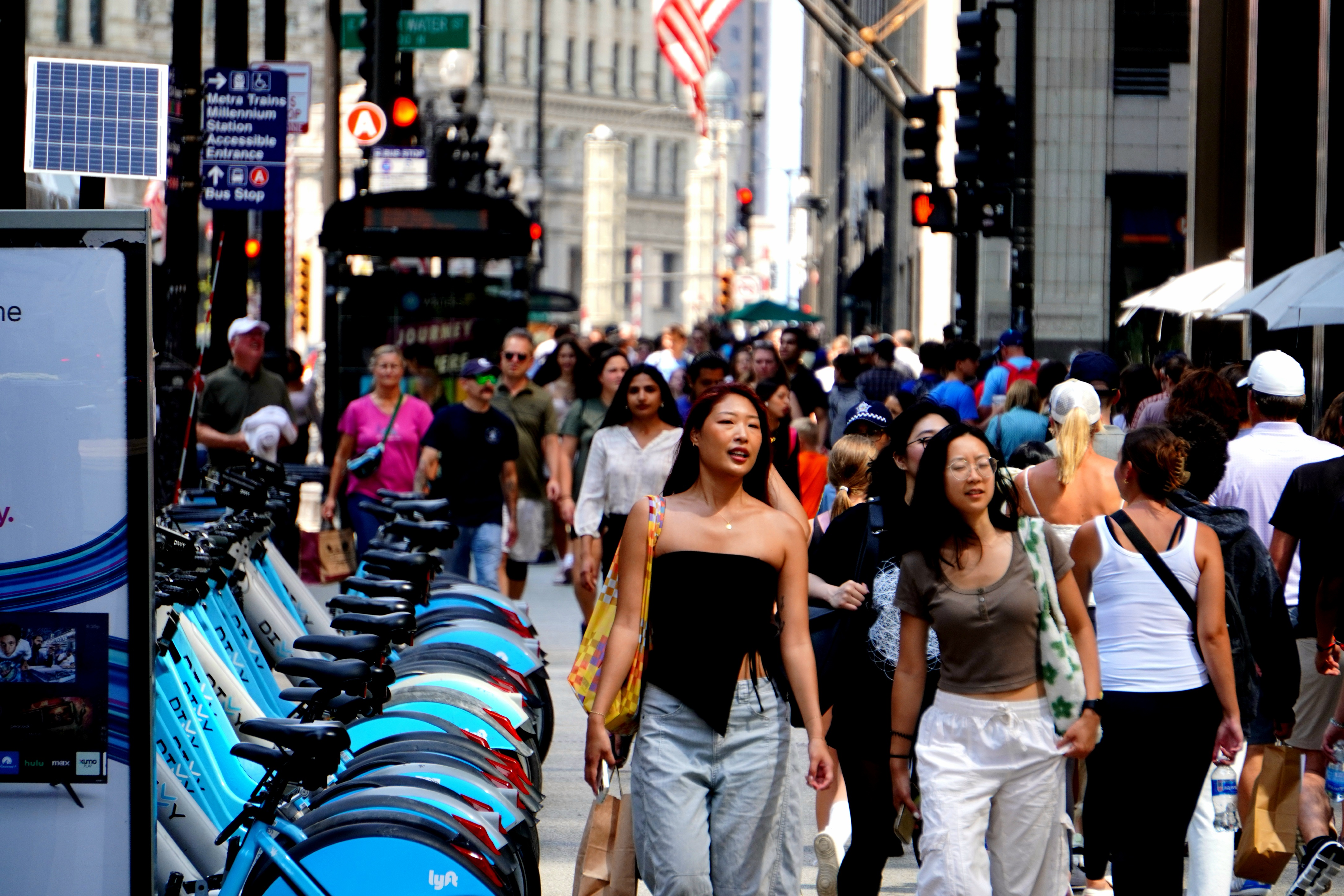 A photo of people walking on Michigan Avenue in Chicago.
